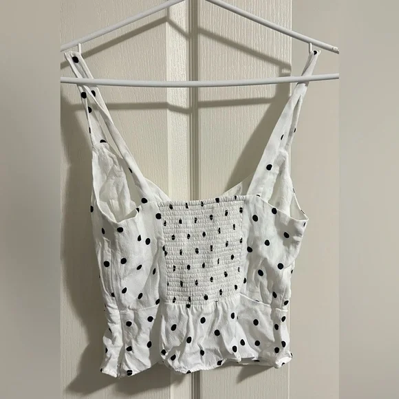 Aritzia - Wilfred White and Black Polka Dot Bow Blouse - Picture 5 of 7